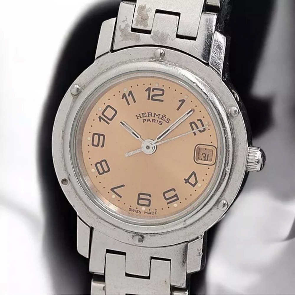 Hermes Silver and Tan Jewelry Watch with Stainless Steel Case. Clipper CL4 210 - Picture 2 of 15